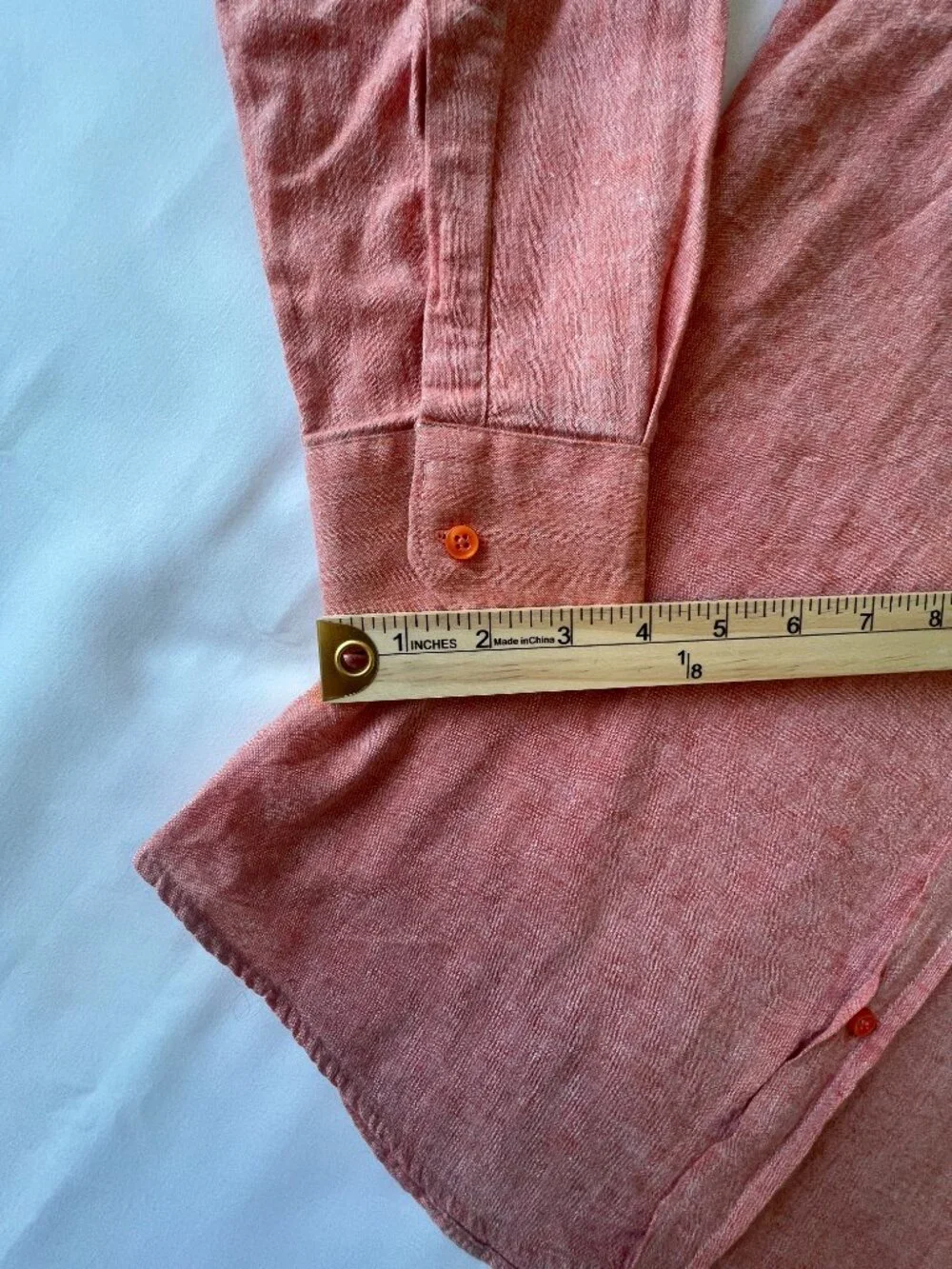 VTG Polo Ralph Lauren 100% Linen USA Made Orange Coral Size L Shirt Y2K